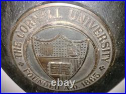 RARE Antique Cornell University Bronze & Wood Antique Wall Hanging Shield Plaque