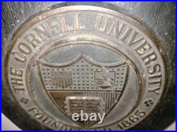 RARE Antique Cornell University Bronze & Wood Antique Wall Hanging Shield Plaque