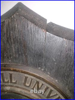 RARE Antique Cornell University Bronze & Wood Antique Wall Hanging Shield Plaque