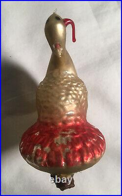 RARE Antique German Annealed Glass Turkey Bird Clip Ornament Christmas Germany