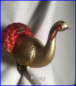 RARE Antique German Annealed Glass Turkey Bird Clip Ornament Christmas Germany