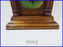 RARE Antique c. 1882 Bomelstein Jewelers Brooklyn NYC Chiming Oak Mantel Clock