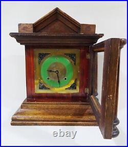 RARE Antique c. 1882 Bomelstein Jewelers Brooklyn NYC Chiming Oak Mantel Clock