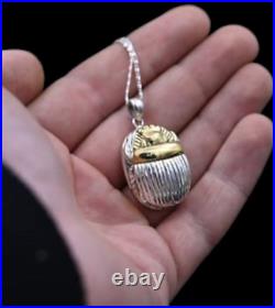 RARE EGYPTIAN ANTIQUES Scarab Beetle as Amulet and Pendant Made Pure Silver BC