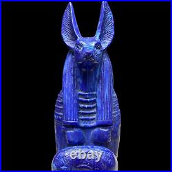 RARE EGYPTIAN ANTIQUITIES Statue Of God Anubis Jackal Made Of Blue Lapis Lazuli