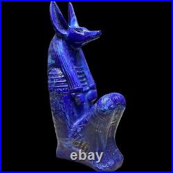 RARE EGYPTIAN ANTIQUITIES Statue Of God Anubis Jackal Made Of Blue Lapis Lazuli