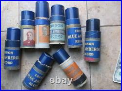 RARE Lot, 8 PLAYABLE 1910 Antique Blue Amberol EDISON Phonagraph Cylinder Record