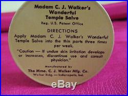 RARE MADAM C. J. WALKER TEMPLE SALVE TIN ANTIQUE COLLECTIBLE -Never Used