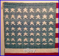 RARE VINTAGE 1930s Native American Navajo 48 Star Flag Blanket Museum NO FRAME