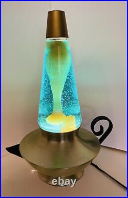 RARE! Vtg 1970s Aladdin Genie Lava Lamp Gold Motion Lite /gold Wax & Aqua Liquid