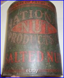 Rare ANTIQUE NATIONAL NUT PRODUCTS CO. SALTED NUTS TIN CAN 10PD SIZE 10 1/2