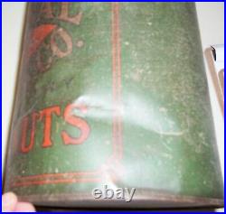 Rare ANTIQUE NATIONAL NUT PRODUCTS CO. SALTED NUTS TIN CAN 10PD SIZE 10 1/2