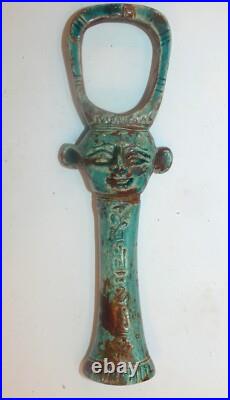Rare Ancient Egyptian Antique Faience key of Hathor Egyptian Mythology BC