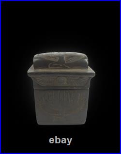 Rare Ancient Egyptian Antique Stone Box with 4 Set Canopic Jars Pharaonic