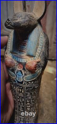 Rare Ancient Egyptian Antiques Statue of Anubis Pharaonic God of Afterlife BC
