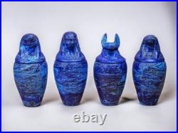 Rare Ancient Egyptian Antiquities 4 Canopic Jars with Pharaonic Inscriptions BC