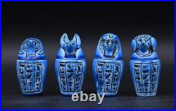 Rare Ancient Egyptian Antiquities Set Canopic 4 Jars & Pharaonic Inscriptions BC