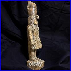 Rare Ancient Egyptian Falcon God Horus Statue Handcrafted Stone Artifact 41 cm
