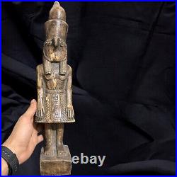 Rare Ancient Egyptian Falcon God Horus Statue Handcrafted Stone Artifact 41 cm