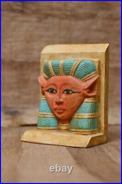 Rare Ancient Egyptian Goddess Hathor Face Mask Earthy Black Wall Hanging