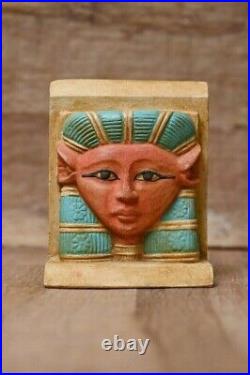 Rare Ancient Egyptian Goddess Hathor Face Mask Earthy Black Wall Hanging