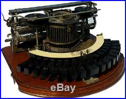 Rare Antique 1881 Curved Hammond No 1b Typewriter with Original Wooden Case #508