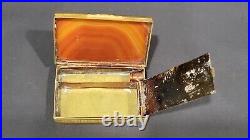 Rare Antique Agate and Brass Snuff Tobacco Box