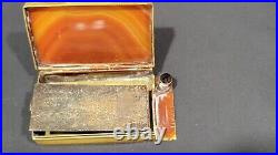 Rare Antique Agate and Brass Snuff Tobacco Box