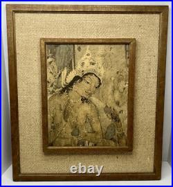Rare Antique Ajanta Caves Maya Mother of Ajanta Buddha Handmade Frames Art 23.5