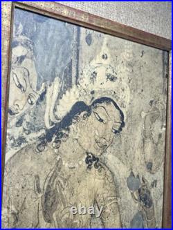 Rare Antique Ajanta Caves Maya Mother of Ajanta Buddha Handmade Frames Art 23.5