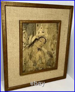 Rare Antique Ajanta Caves Maya Mother of Ajanta Buddha Handmade Frames Art 23.5