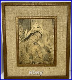 Rare Antique Ajanta Caves Maya Mother of Ajanta Buddha Handmade Frames Art 23.5