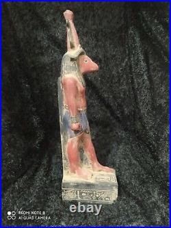 Rare Antique Ancient Egyptian Pharaonic Statue King Khanum Stone 31 cm 2413 bc