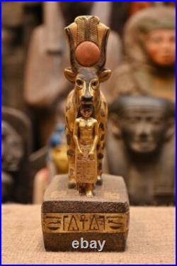 Rare Antique Ancient Egyptian Stone Statue Hathor in the Form Cow Pharaonic