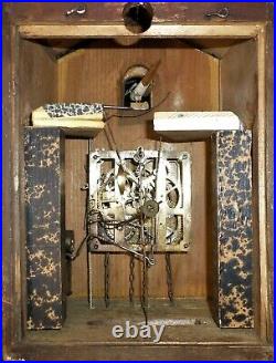 Rare Antique Black Forest Gordian Hettich Musical Bahnhausle Inlay Cuckoo Clock