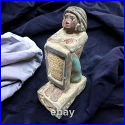 Rare Antique Egyptian Scribe Statue Pharaonic BC Unique Ancient Antiques