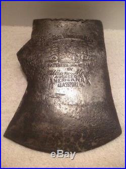 Rare Antique Embossed William Mann The Red Warrior Axe Head Americanax