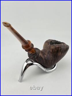Rare Antique Freehand Acorn Big Block Briar Pipe Plateau Rim Bent Acrylic Stem
