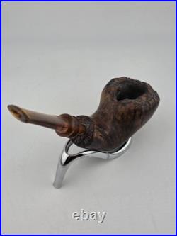 Rare Antique Freehand Acorn Big Block Briar Pipe Plateau Rim Bent Acrylic Stem