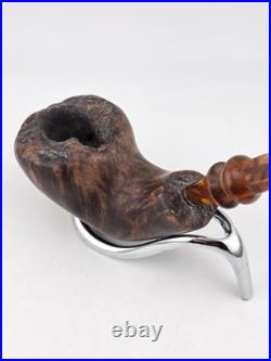 Rare Antique Freehand Acorn Big Block Briar Pipe Plateau Rim Bent Acrylic Stem