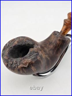 Rare Antique Freehand Acorn Big Block Briar Pipe Plateau Rim Bent Acrylic Stem