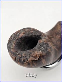 Rare Antique Freehand Acorn Big Block Briar Pipe Plateau Rim Bent Acrylic Stem