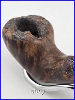 Rare Antique Freehand Acorn Big Block Briar Pipe Plateau Rim Bent Acrylic Stem