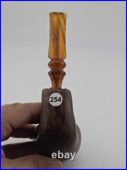 Rare Antique Freehand Acorn Big Block Briar Pipe Plateau Rim Bent Acrylic Stem