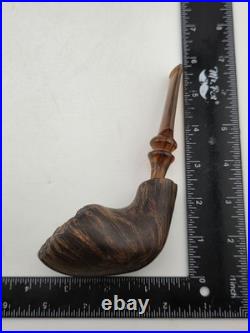 Rare Antique Freehand Acorn Big Block Briar Pipe Plateau Rim Bent Acrylic Stem