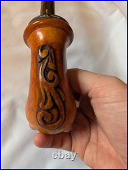 Rare Antique German Carved Wood Meerschaum Pipe 1840 Horse Design