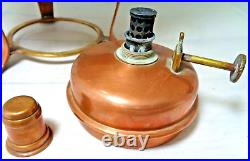 Rare Antique Jos Heinrichs Copper Food Warmer with Lid, Stand, Oil Lantern, c1900s