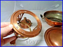 Rare Antique Jos Heinrichs Copper Food Warmer with Lid, Stand, Oil Lantern, c1900s
