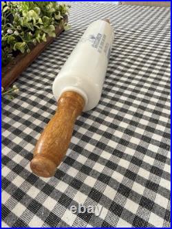 Rare Antique Milk Glass Advertising Rolling Pin Pekin Coal Nebraska Fuel Co 18