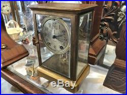 Rare Antique Mini Seth Thomas Empire Crystal Regulator Glass Chime Mantle Clock